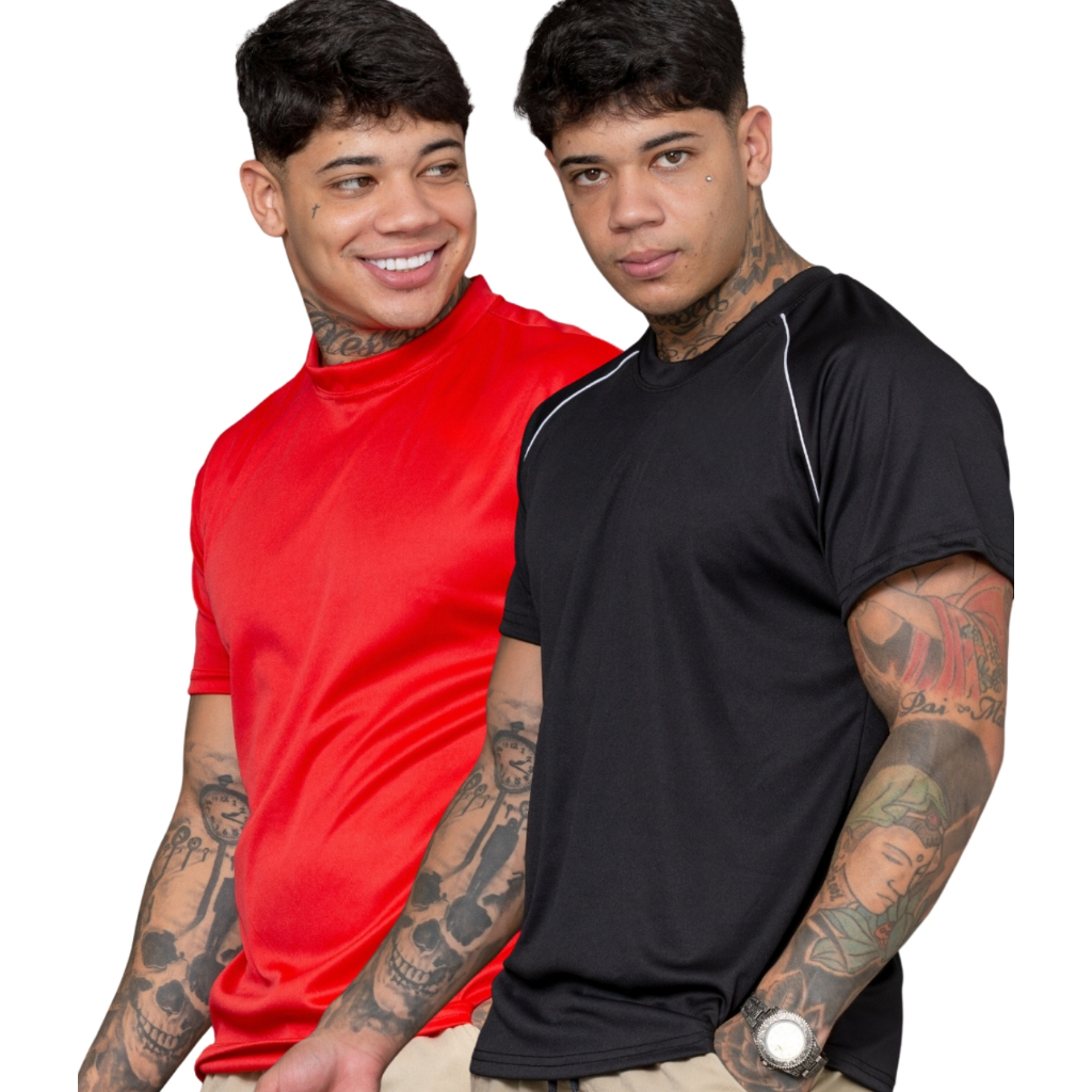 Kit 2 Camisa Masculina Academia Dry Fit Esportivas Poliester
