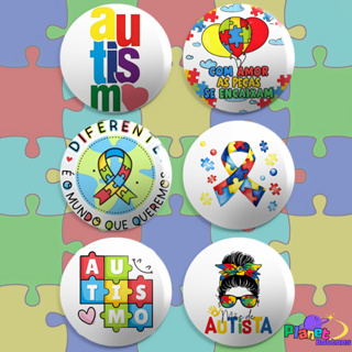 Bottons AUTISMO AUTISTA - Boton / Button / Botum / Broche / Pin - 3,8cm e 5,5cm. em Oferta na Shopee