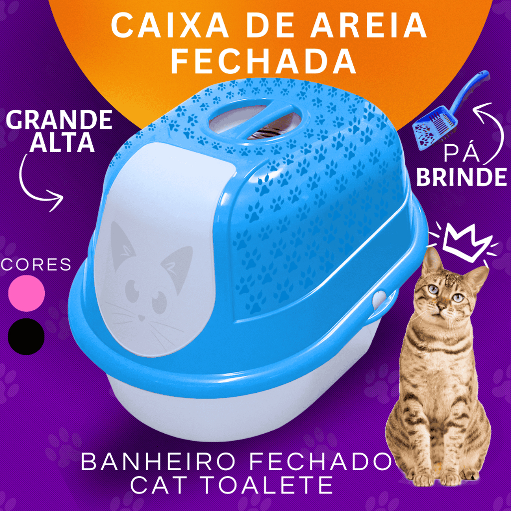 Cat Toalete Banheiro de gato Caixa de Areia grande Alta fechada bandeja Higiênico pet desmontável em Oferta na Shopee