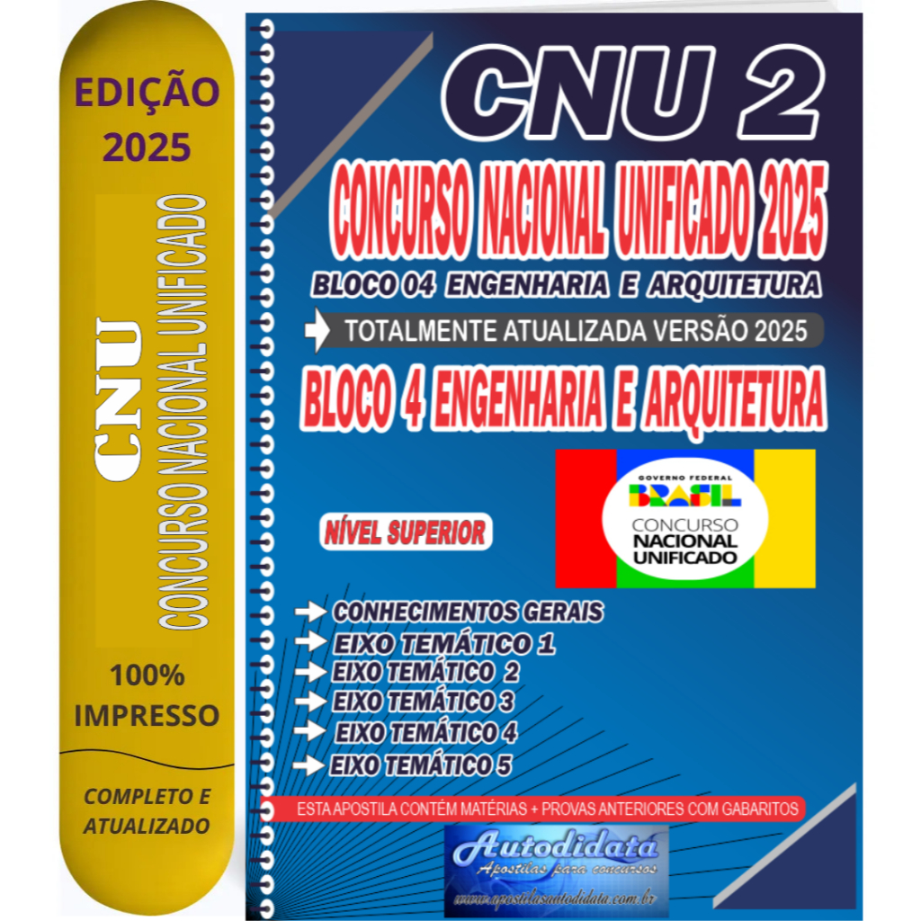 Apostila impressa Concurso Nacional Unificado CNU 2025 Bloco 4- Engenharia e Arquitetura