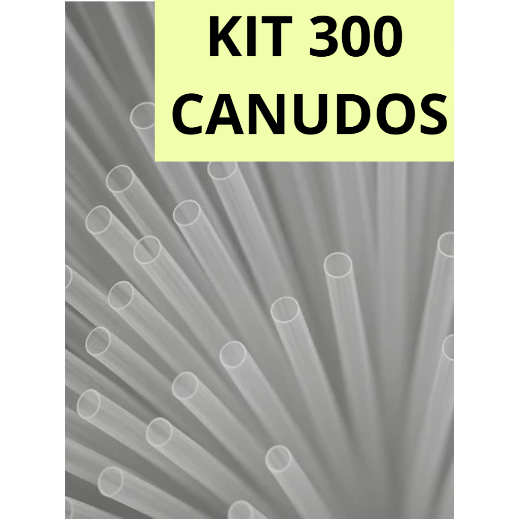 Kit 300 Canudos Transparente Biodegradável 20cm x 0,5cm Pra casa, festas, sucos, milkshake etc