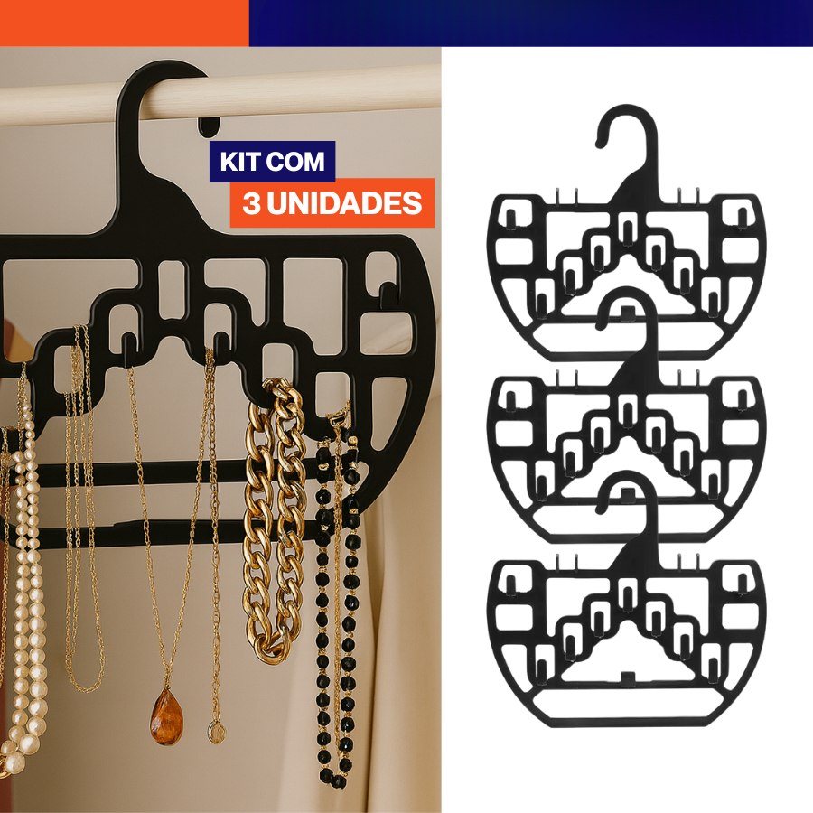 Kit 3 Unidades Cabide Pendura Tudo 10 Ganchos Plástico Preto em Oferta na Shopee