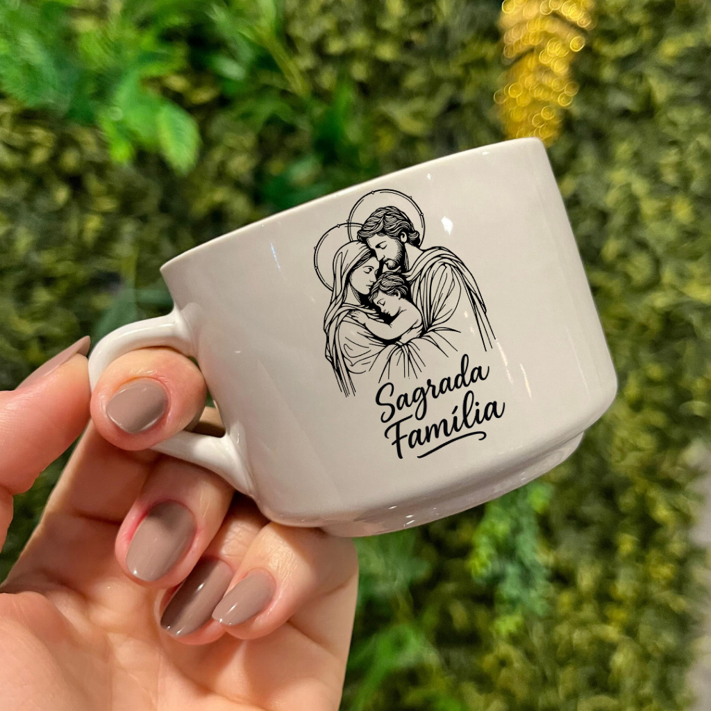 xícara caneca dela Sagrada Família porcelana louca religiosa decoração lembrança presente em Oferta na Shopee