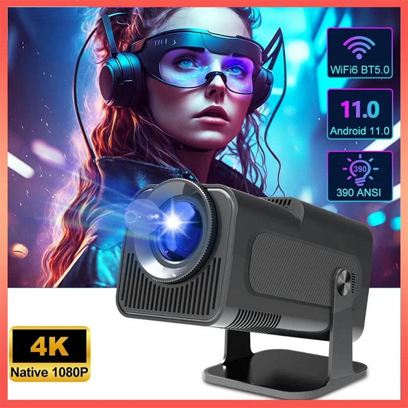 Hy320 Mini Android Wi-Fi Projetor HD 390° ANSI Espelho de Celular
