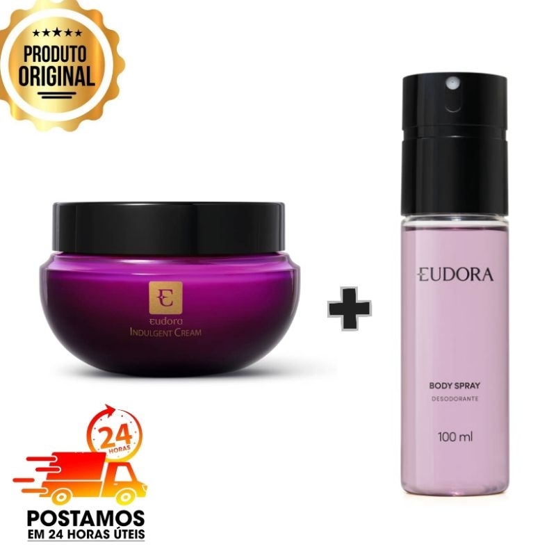 Combo Hidratante Indulgent 250g + Body splash 100ml desodorante Corporal Eudora Roxo Roxinho