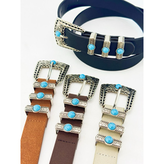 Cinto Turquesa Boêmio De Fivela, Cinto Vintage Marrom em Relevo, Estilo Western Clássico para Feminino em Oferta na Shopee