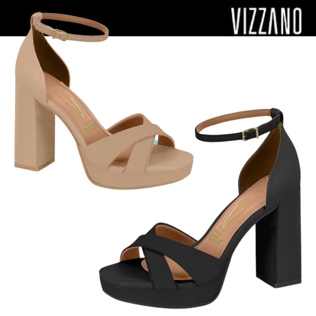 Sandália Feminina Vizzano Salto Meia Pata Bloco Elegante Confortável em Oferta na Shopee