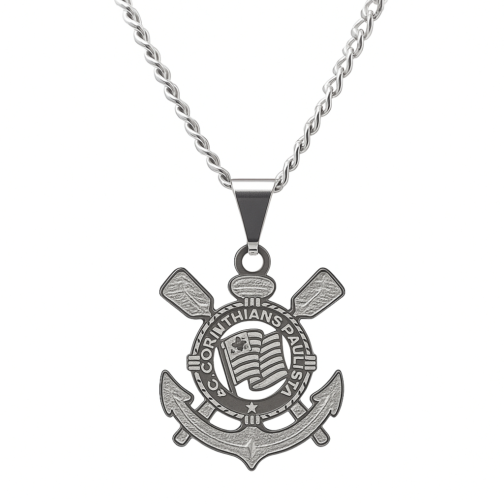 Colar Corrente Aço Inox Escudo Corinthians Envio Imediato Unissex Time De Futebol em Oferta na Shopee