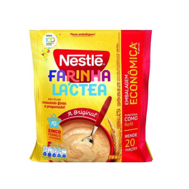 farinha láctea Nestlé 600g embalagem econômica.