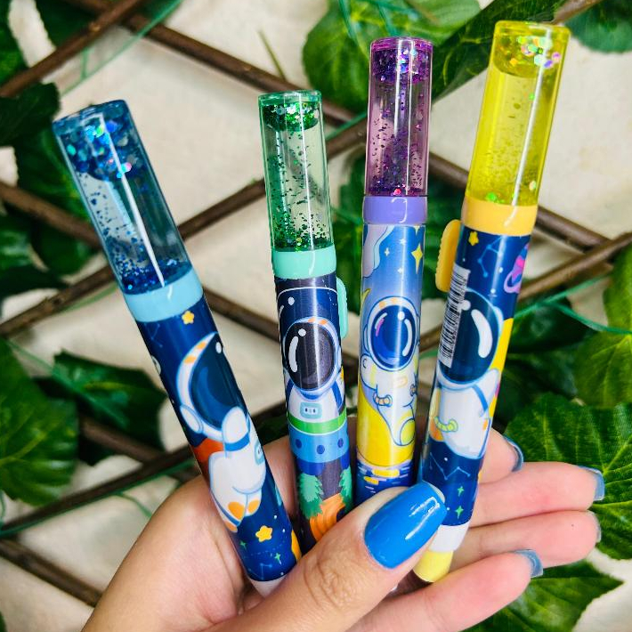 Borracha Retrátil Astronauta Menino Escolar Papelaria Fofa Kawaii Geek Volta as Aulas Glitter