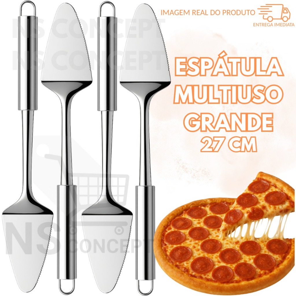 Espátula Multiuso em Inox 27cm Faca Espátula para Bolo Torta Pizza Sobremesa Utensílio de Cozinha