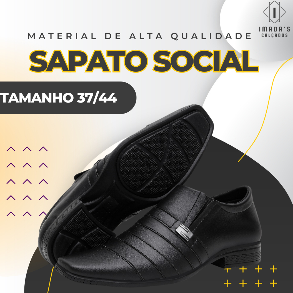 Sapato Social Masculino Conforto Solado Emborrachado | Calce Fácil Sem Cadarço | Trabalho e Eventos