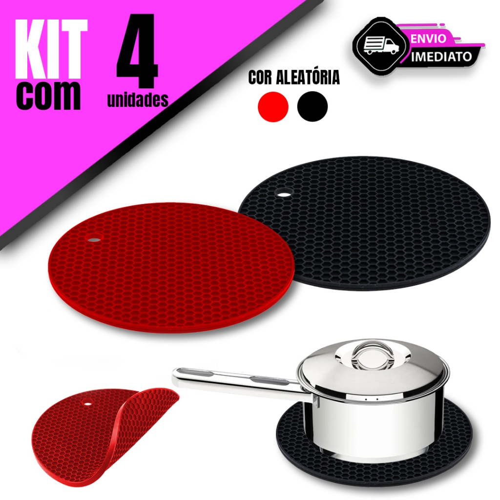 Kit 4/3/2  Descansos de Panela – Praticidade e Utilidade para Sua Cozinha Fácil de Lavar