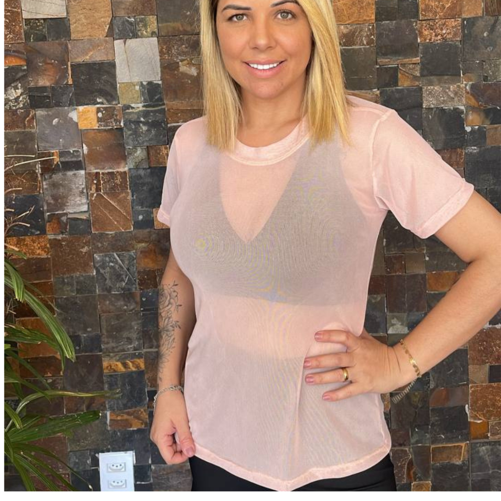 Blusa fitness feminina tule transparente  para treino academia , camisão fitness de tule.