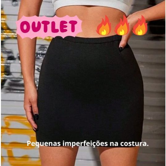 SAIA PRETA SUPLEX CURTA MODELA O CORPO ALTA ELASTICIDADE OUTLET***PEQUENAS IMPERFEIÇÕES NA COSTURA*** em Oferta na Shopee