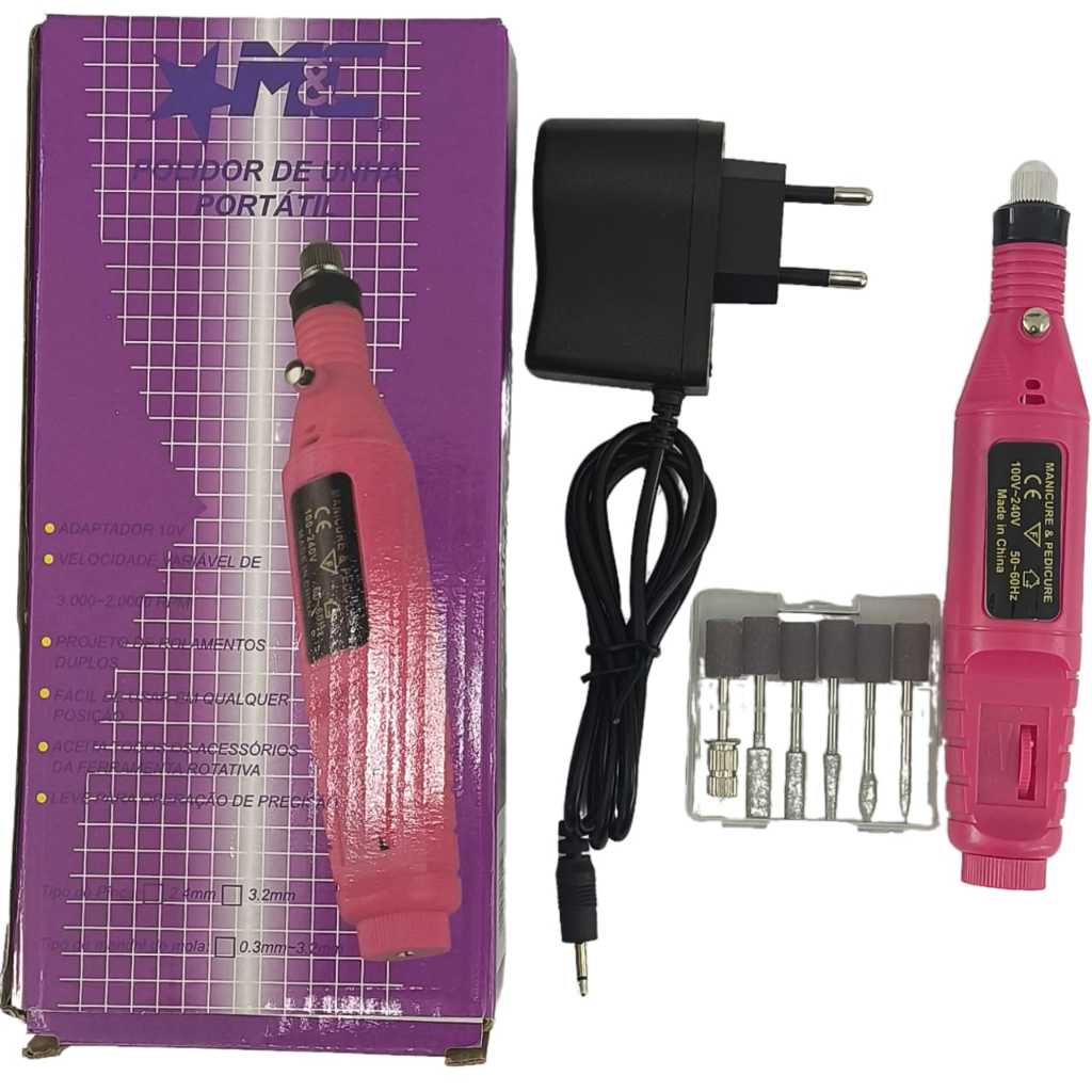 Lixadeira Motor Caneta Pink Bivolts Unha Lixa Elétrica Profissional Bloco Motor Bivolt