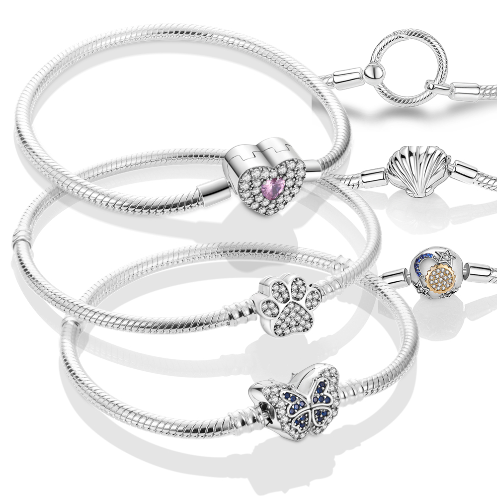 PULSEIRA BERLOQUES PRATA 925 BRACELETE CHARMS BERLOQUE ESTERLINA FEMININA JOIAS LUXO PULSEIRAS