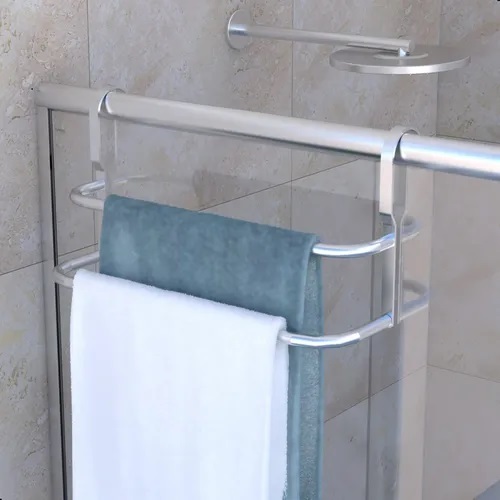 Suporte Duplo Porta Toalhas Toalheiro Para Box Alto Brilho 50cm