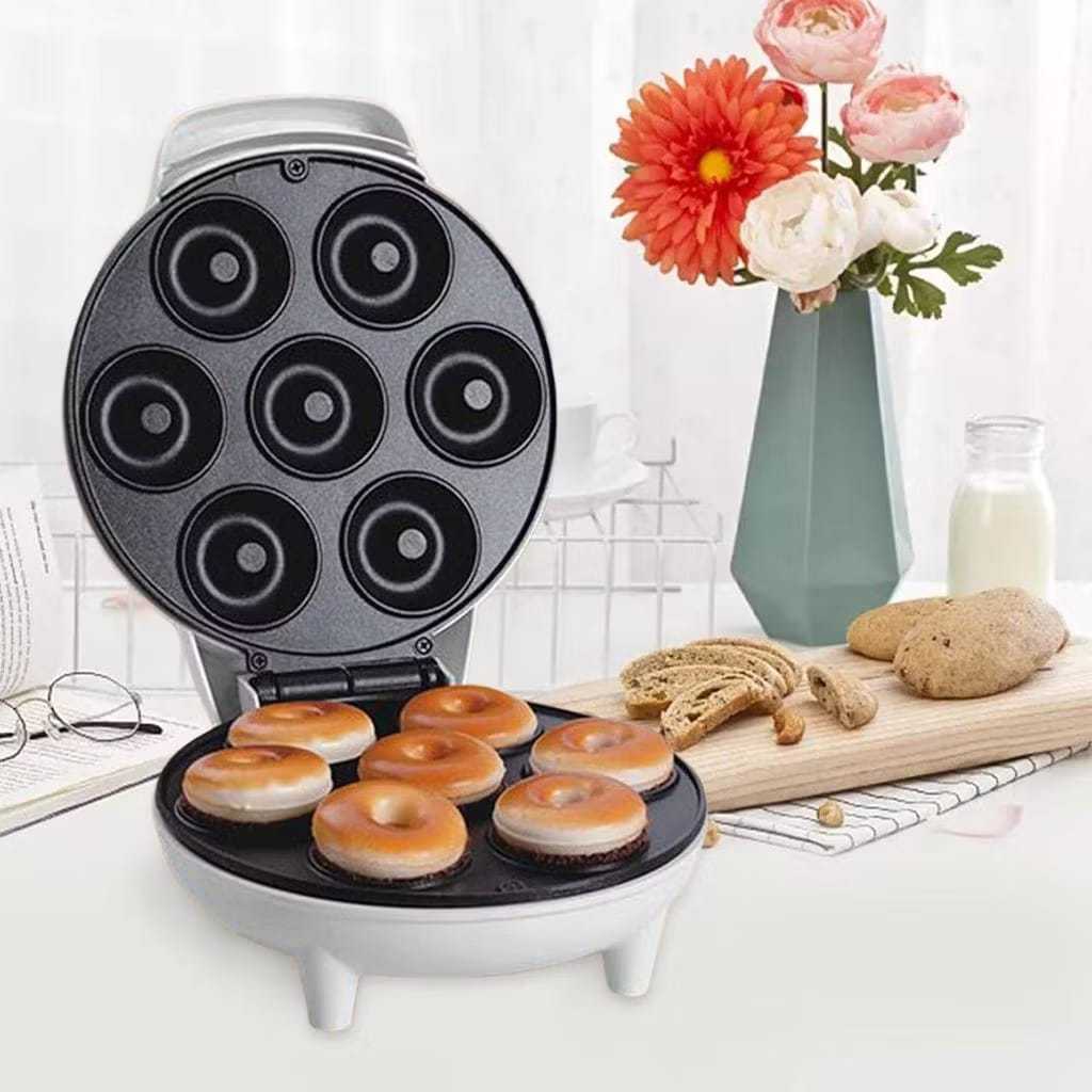 Mini Maquina De Donuts Café Da Manhã Capacidade Para 7 Mini Rosquinha Elétrica 110V Portátil