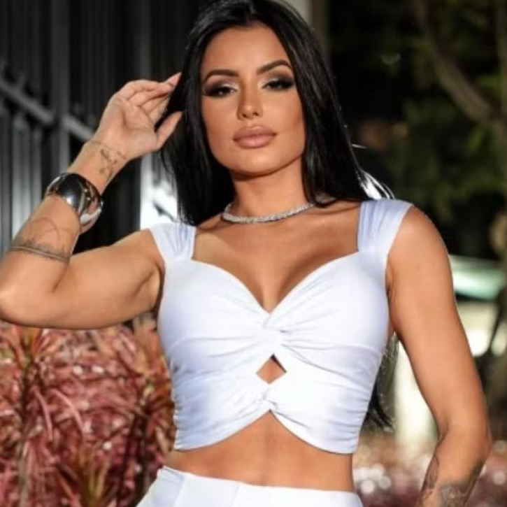 Cropped Top Feminino Alça Decote Trançado com Bojo Suplex Tendência Moda Blogueira