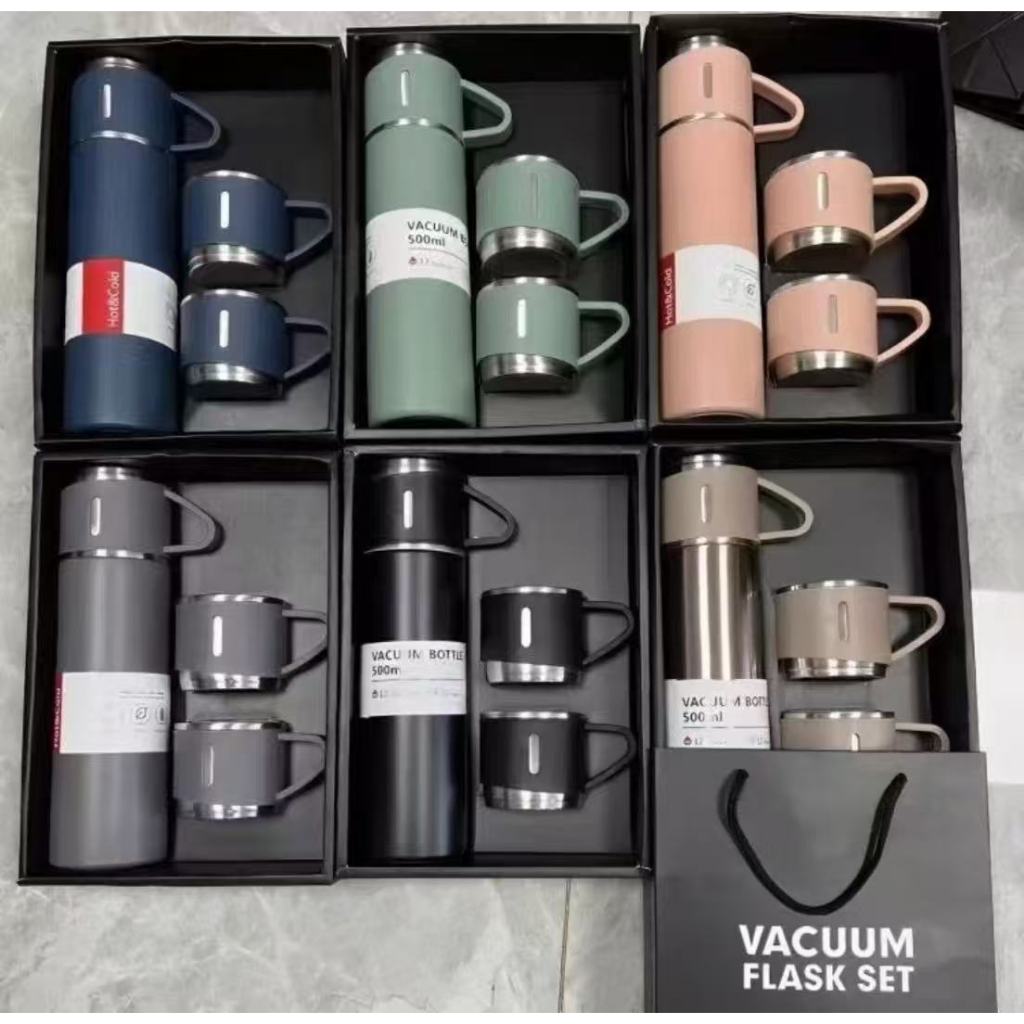 Garrafa Térmica de Aço INOX 500ML com Tampa / para Café e Chá / Kit com Peças=LM