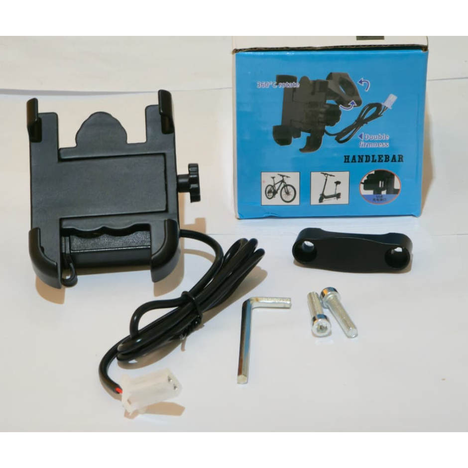 Suporte de Celular com Carregador USB para Moto Ajustável, Reforçado e com Alimentação Direta 12V em Oferta na Shopee