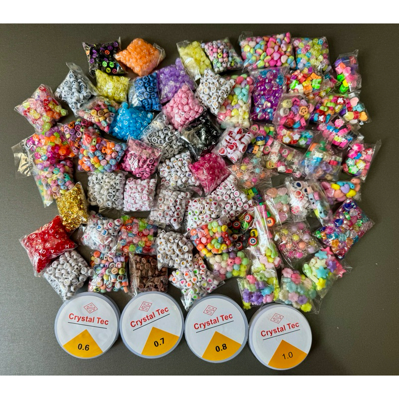 Kit Miçangas Mix Para Pulseiras Com 1000 Peças Com 1  Rolo De 10 Metros De Fio de Silicone em Oferta na Shopee