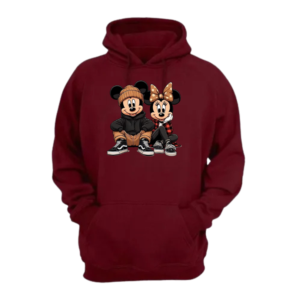 Moletom Canguru Mickey e Minnie Blusa de Frio Unissex Casal Desenho Animado