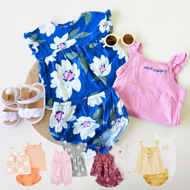 ✨ Trio Importado Body Short Blusa Bebê Carter's & Baby Gap – Verão Confortável (3 peças)