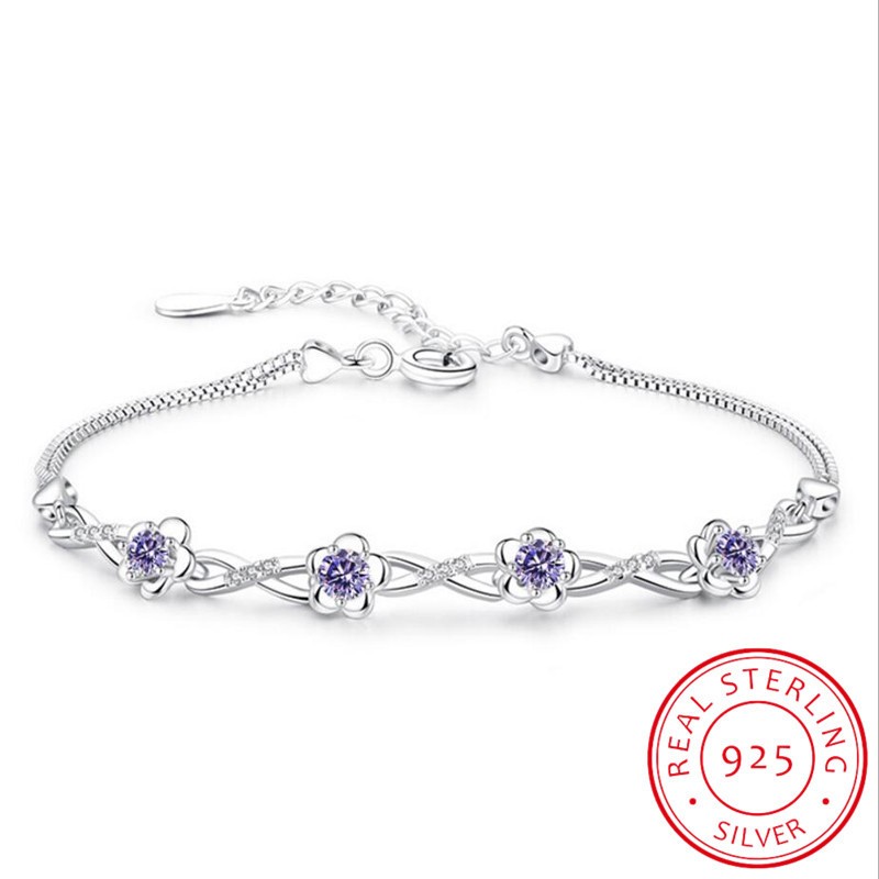 PRESENTE PULSEIRA BRACELETE EM PRATA 925 ESTERLINA FLORES FEMININA JOIAS FINAS LUXO - AJUSTÁVEL