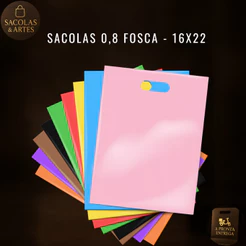 Kit 100 Unidades Sacolas Plásticas Boca Palhaço 16x22 Alça Vazada para loja
