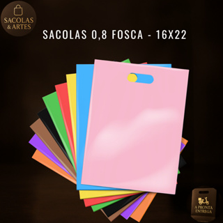 Kit 100 Unidades Sacolas Plásticas Boca Palhaço 16x22 Alça Vazada para loja em Oferta na Shopee