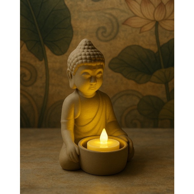 Imagem Suporte para Vela Buddha Buda Luz Vela cha Gratis Decoração de interiores Relaxamento Zen