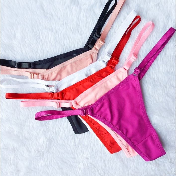 Kit com 5 Calcinhas Fio Dental Alça Regulagem. em Oferta na Shopee