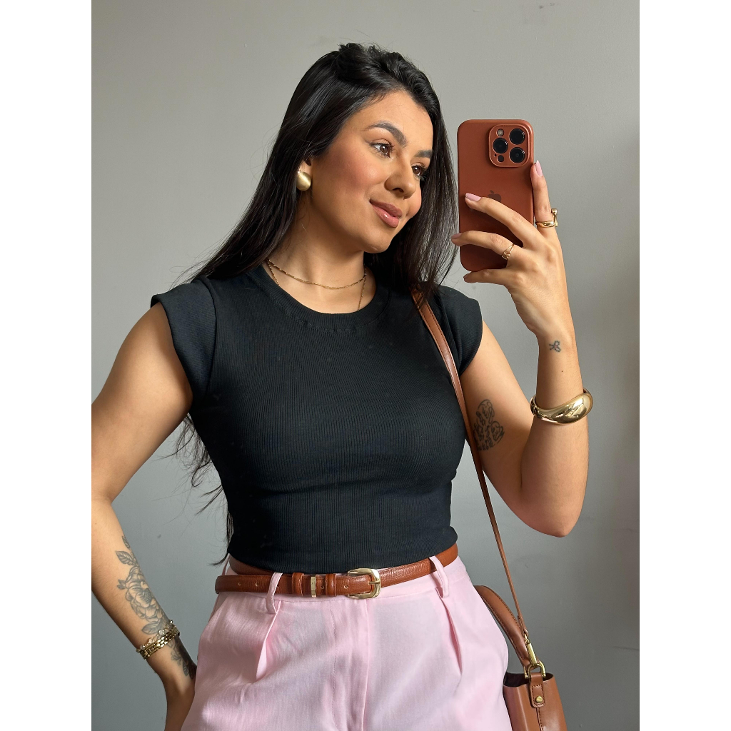 Blusa Feminina Ribana de Algodão Manga Morcego Blusinha Básica Dia a Dia em Oferta na Shopee