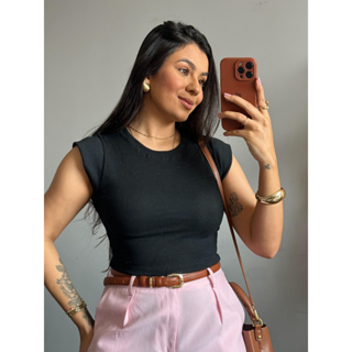 Blusa Feminina Ribana de Algodão Manga Morcego Blusinha Básica Dia a Dia em Oferta na Shopee