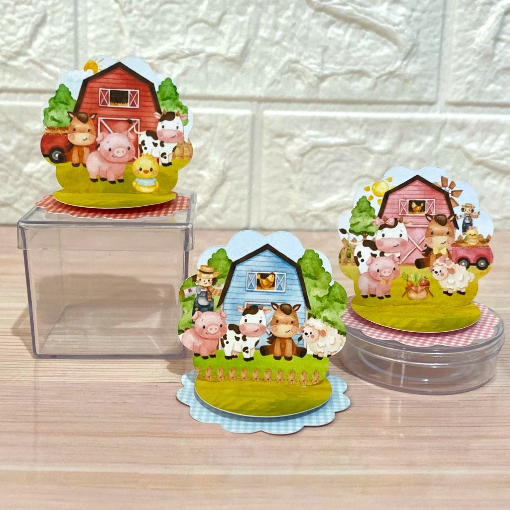 Kit Aplique 3D Cenário Em Pé FAZENDINHA – Tag Lembrancinha Festa | Aniversário (DESMONTADO)