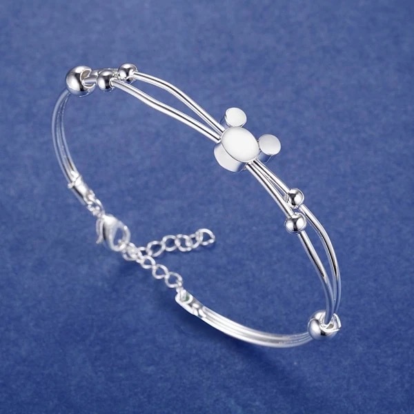 PRESENTE PULSEIRA BRACELETE EM PRATA 925 ESTERLINA DISNEY MICKEY MINNIE JOIAS FINAS LUXO - AJUSTÁVEL