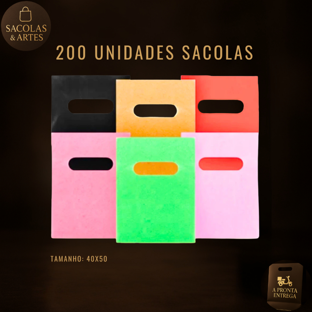 Kit com 200 Sacolas Plásticas Boca de Palhaço 40x50 – Resistentes e com Acabamento Premium  A sacola boca de palhaço é p