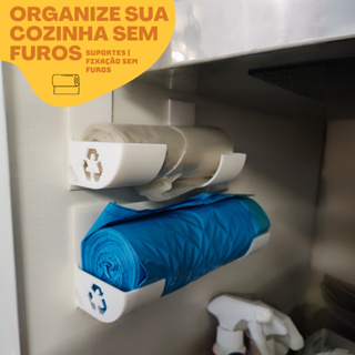 Kit 3 Suportes Organizador de Sacos de Lixo Sacolas Plásticas e Utensílios Domésticos Parede Cozinha em Oferta na Shopee