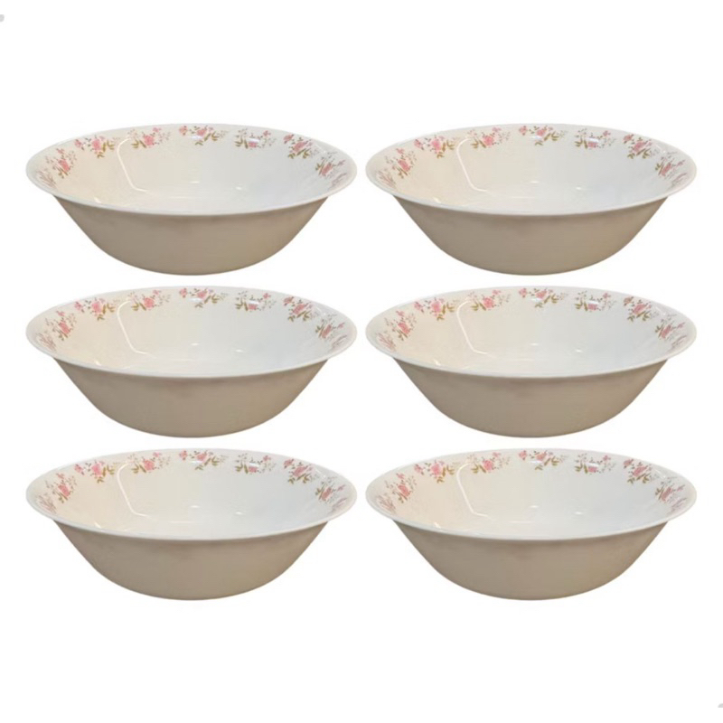 Jogo De Tigelas De Vidro 300ML 12cm Sobremesa Cumbuca Caldo 6 ou 12 Peças Designer Flores Na Borda