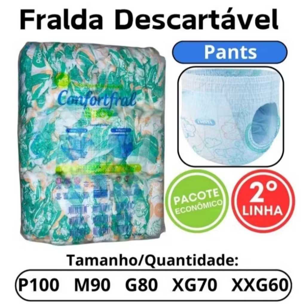 PROMOÇÃO FRALDA CALÇA INFANTIL PANTS SHORTINHO PACOTÃO SEGUNDA LINHA