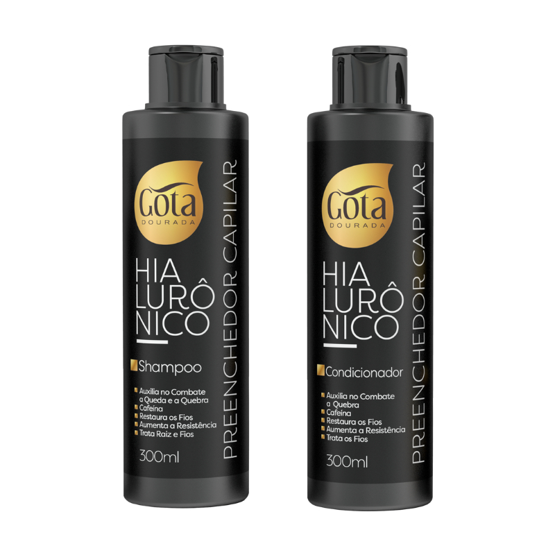 Shampoo e Condicionador Lisos Hialurônico Gota Dourada - 300ml cada em Oferta na Shopee