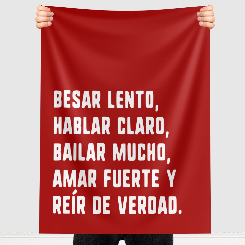 Bandeira Decorativa Besar Lento Hablar claro Bailar mucho Amar fuerte y Reír de verdad Decoração em Oferta na Shopee