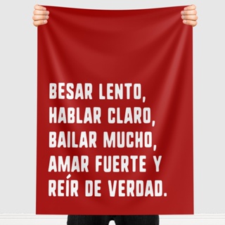 Bandeira Decorativa Besar Lento Hablar claro Bailar mucho Amar fuerte y Reír de verdad Decoração em Oferta na Shopee