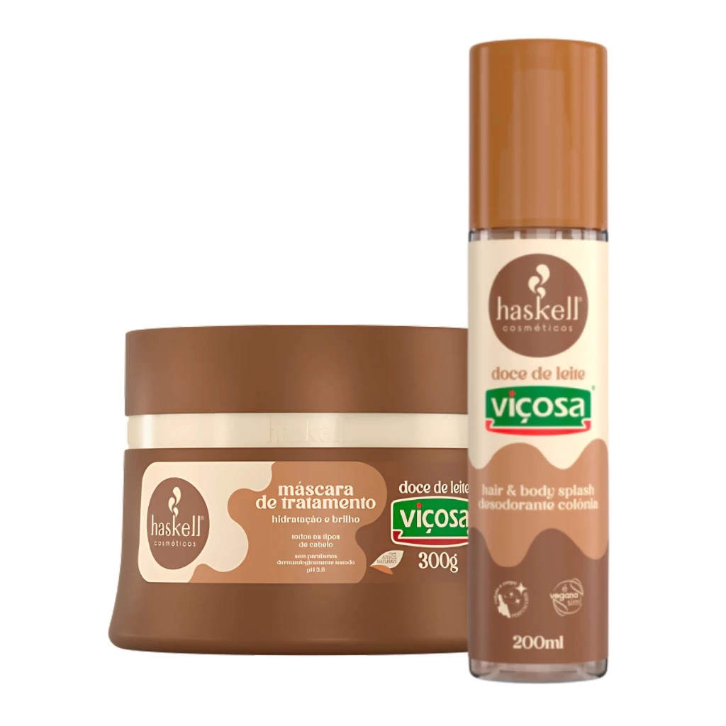 Body Splash 200ml e Mascara de tratamento 300gr Doce de leite Haskell