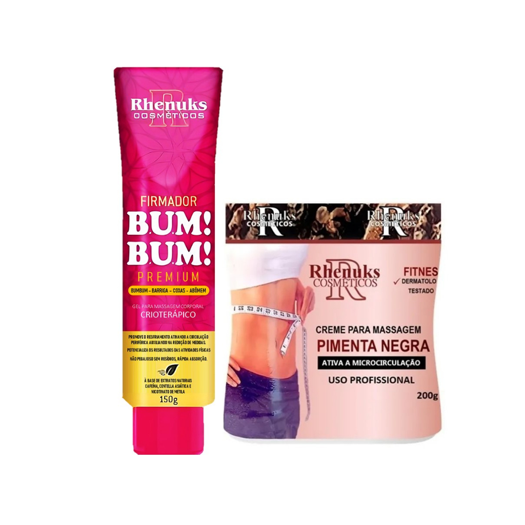 Kit Gel Firmador de Bumbum + Gel Redutor Pimenta Negra massageadora!
