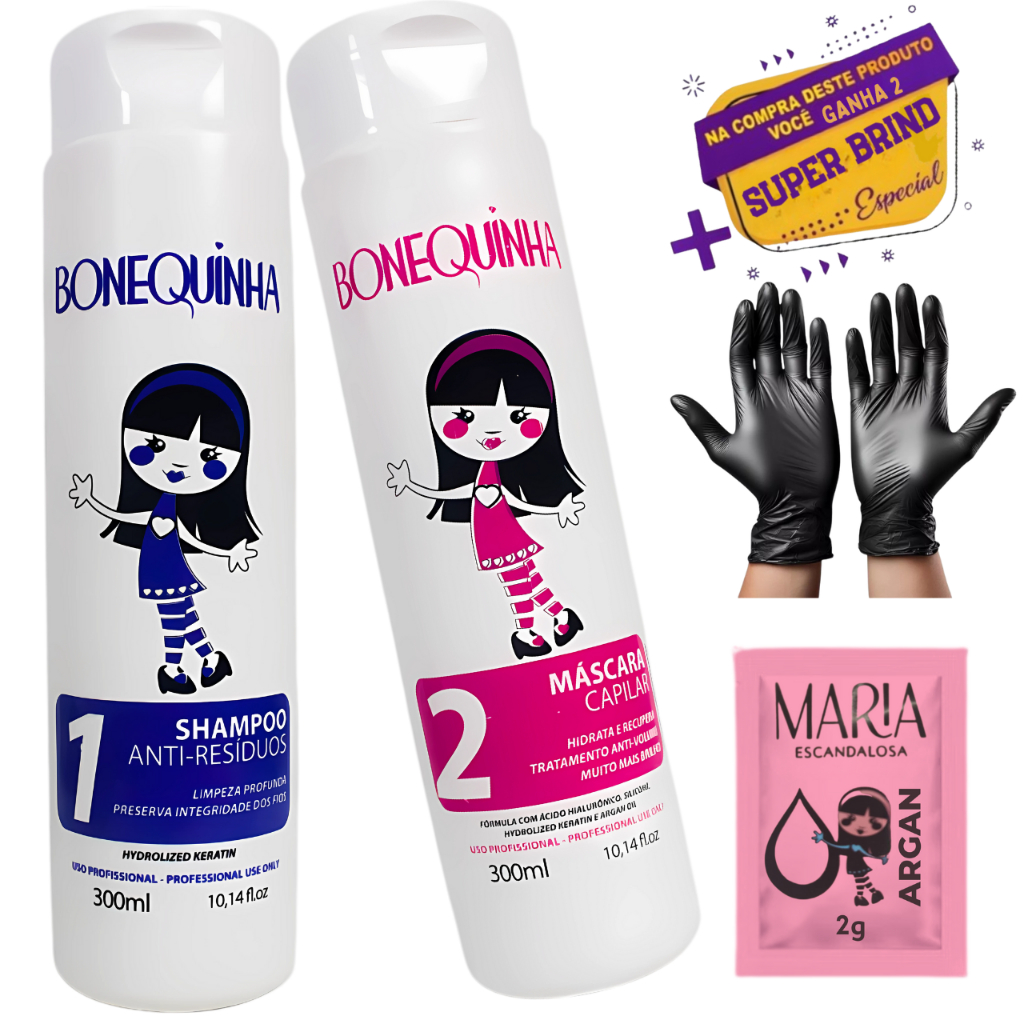 Kit Máscara Anti-Frizz Bonequinha Escandalosa 2x300ml