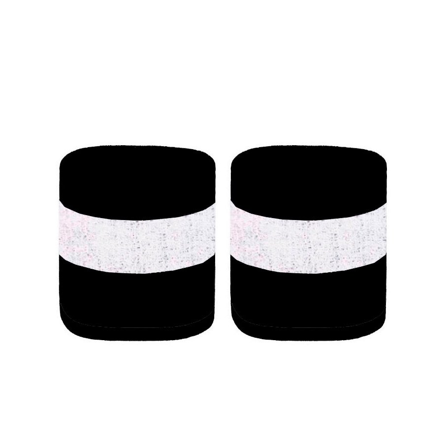 Munhequeira Toalha Esportiva Kit 2 Unidades cor Preta e Branca Absorve Suor