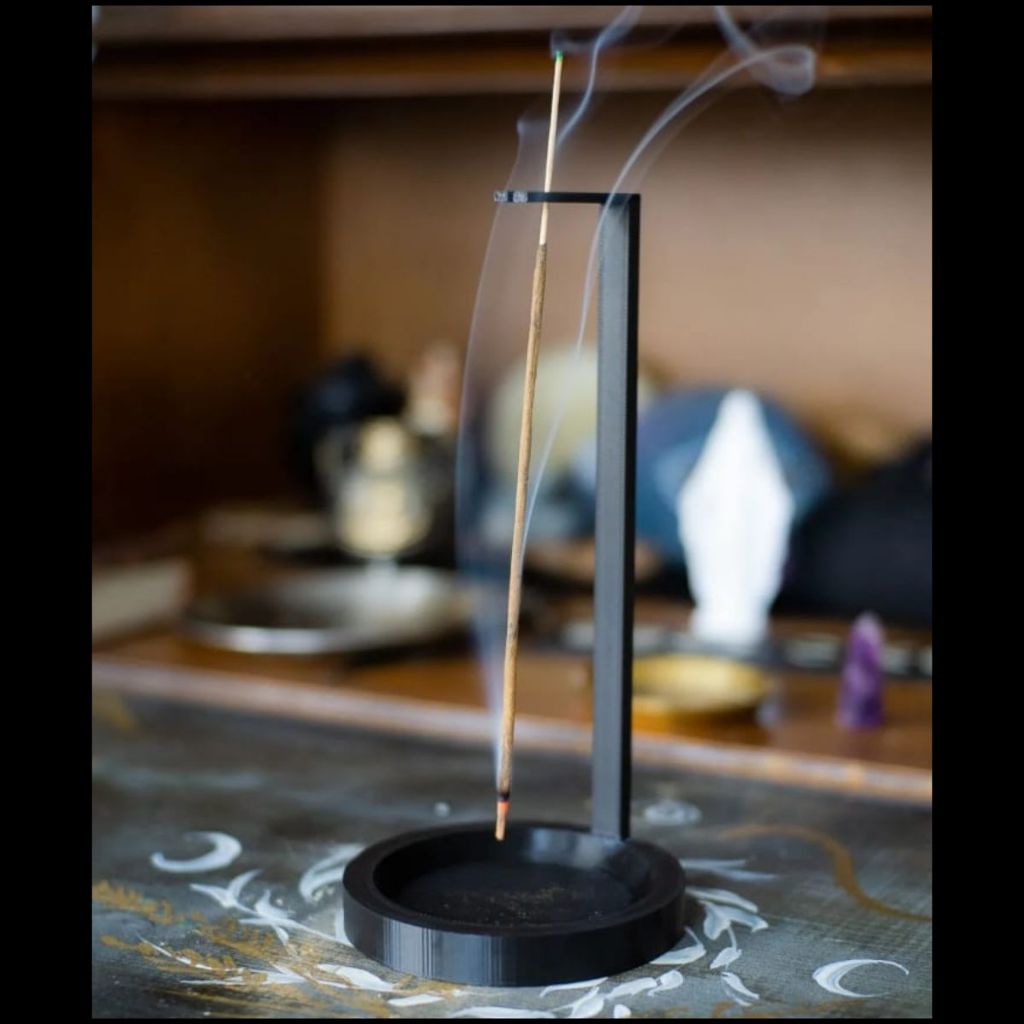 Imagem Porta Incenso Invertido Preto Suporte Para Incenso Vareta Elegante Moderno Meditação Zen Luxuoso